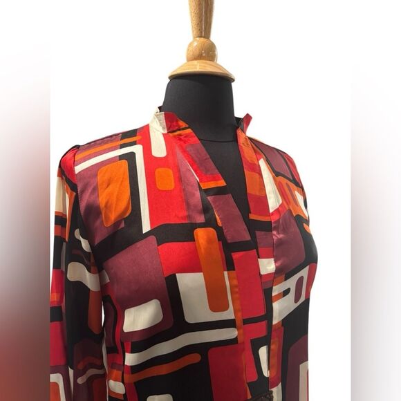 Women’s Geometric Shape Long sleeve Multicolored Shirt Dress-size SM - Picture 2 of 7